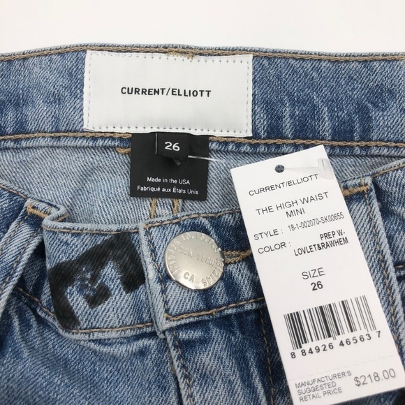 NWT Current/Elliott High Waist Letter Print Denim Mini Skirt 26 - Picture 4 of 7